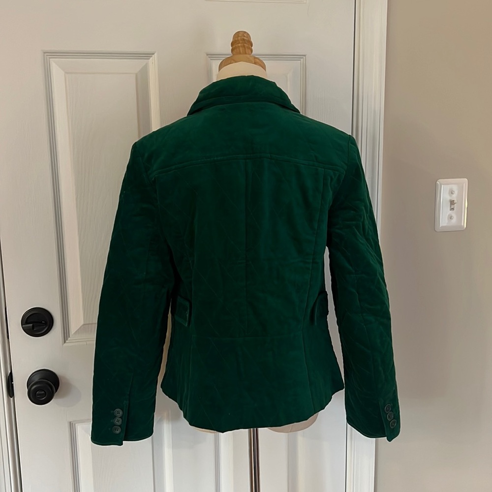 Green velvet button down coat - Picture 2 of 9